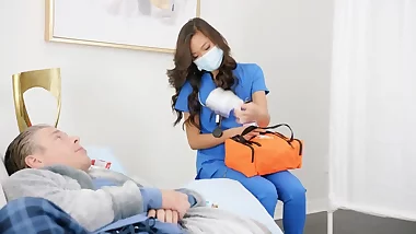 Anal sex with the Asian nurse is the best treatment for the man